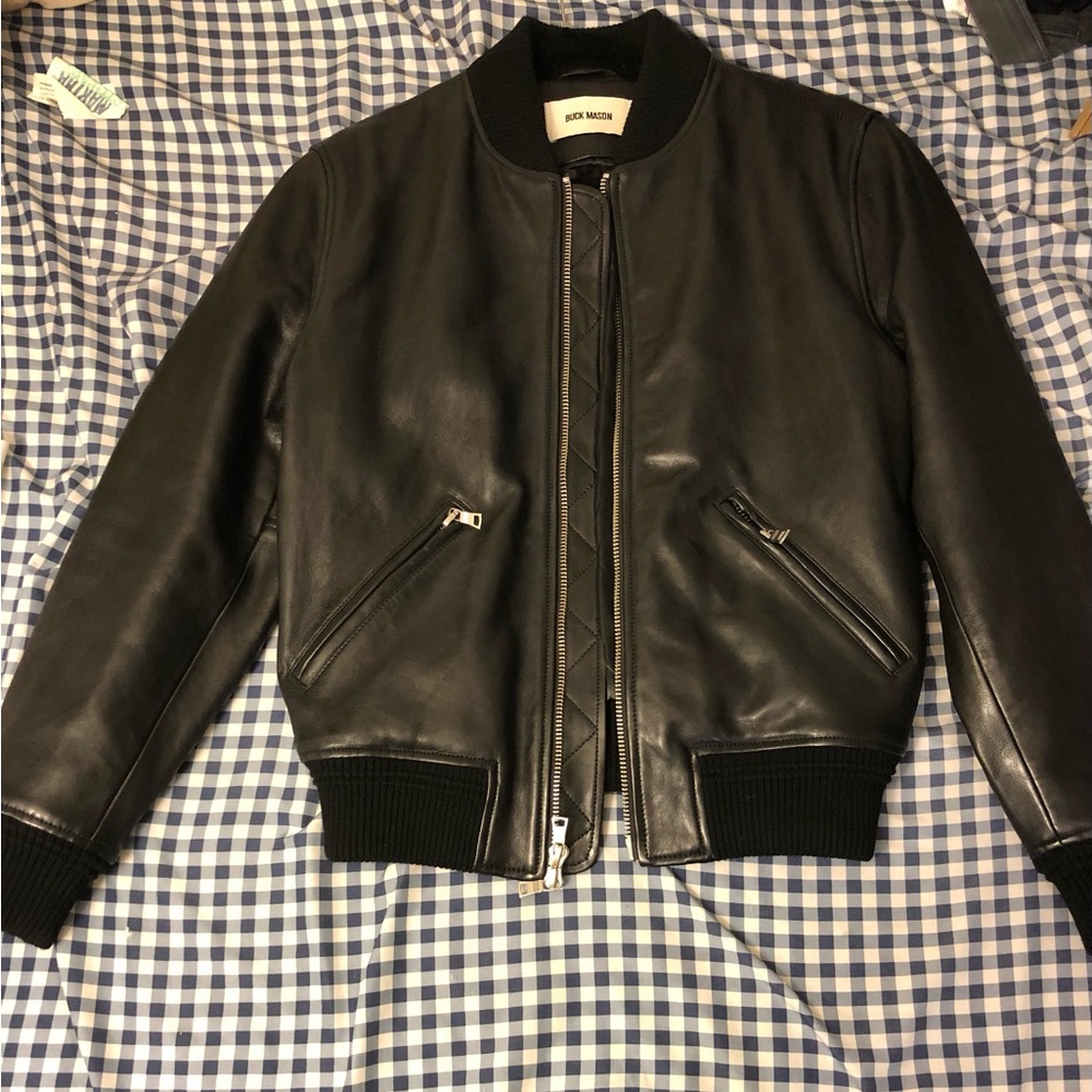 Buck Mason Bruiser Leather Bomber Jacket